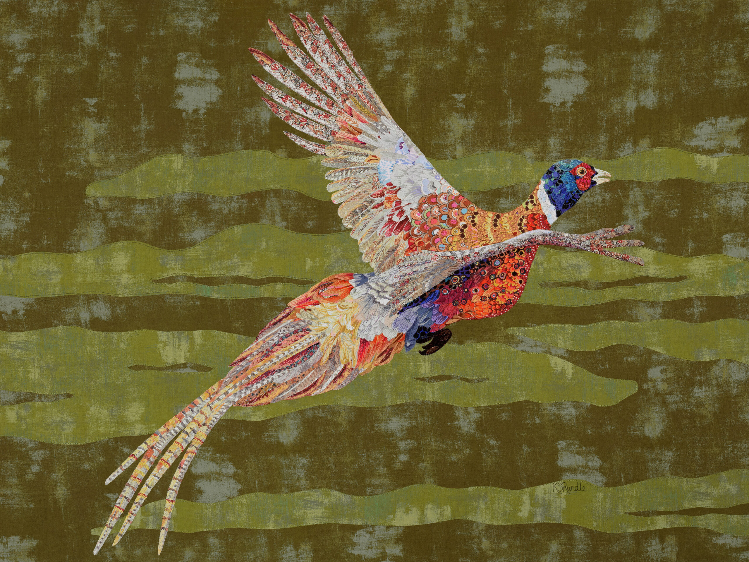 Pheasant textile art